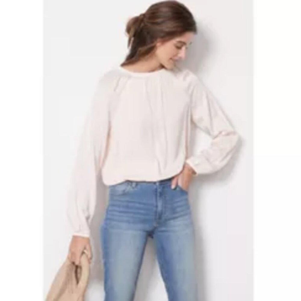 Anthropologie Cloth and Stone Tie Back Blouse Women's Size S Blush Pink